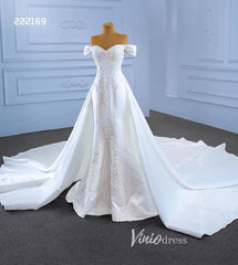 Vintage Mermaid Satin Wedding Dresses with Removable Overskirt 222169