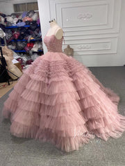 Vintage Ruffle Ball Gowns Dusty Rose Layered Wedding Dresses 222221