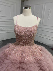 Vintage Ruffle Ball Gowns Dusty Rose Layered Wedding Dresses 222221