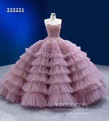 Vintage Ruffle Ball Gowns Dusty Rose Layered Wedding Dresses 222221