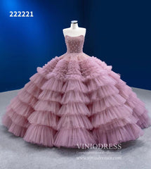 Vintage Ruffle Ball Gowns Dusty Rose Layered Wedding Dresses 222221