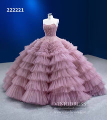 Vintage Ruffle Ball Gowns Dusty Rose Layered Wedding Dresses 222221