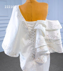 Vintage Satin Mermaid Wedding Dresses Ruffle Sleeves 222165