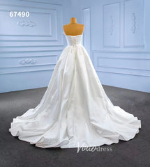 Vintage Satin Strapless Wedding Dresses with Overskirt 67490