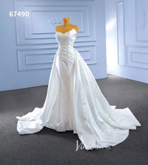 Vintage Satin Strapless Wedding Dresses with Overskirt 67490