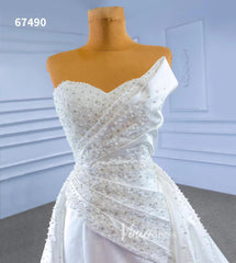 Vintage Satin Strapless Wedding Dresses with Overskirt 67490