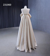 Vintage Satin Wedding Dresses Strapless Bishop Formal Dress 231060
