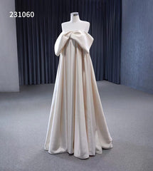 Vintage Satin Wedding Dresses Strapless Bishop Formal Dress 231060
