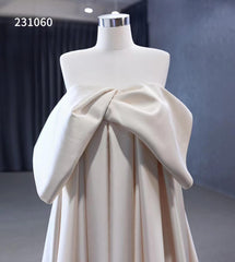 Vintage Satin Wedding Dresses Strapless Bishop Formal Dress 231060