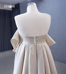 Vintage Satin Wedding Dresses Strapless Bishop Formal Dress 231060