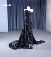 Vintage Strapless Pageant Dress Satin Formal Dresses with Overskirt 222126