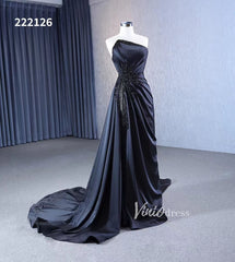 Vintage Strapless Pageant Dress Satin Formal Dresses with Overskirt 222126