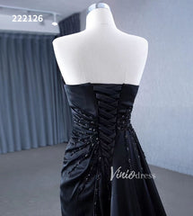 Vintage Strapless Pageant Dress Satin Formal Dresses with Overskirt 222126