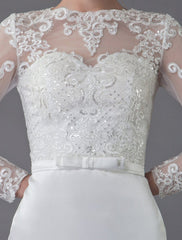 Vintage Wedding Dresses Jewel Long Sleeve Sheath Short Bridal Dress