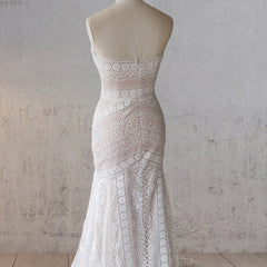 Vintage White Mermaid Lace Wedding Dress with Tassel