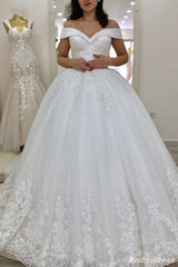 Gorgeous Off the Shoulder Lace Sequin Vintage Wedding Dresses