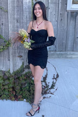 Barbie Pink Lace Strapless Bodycon Cocktail Dress