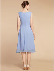 Aimishang  Two Piece Sheath / Column Mother of the Bride Dress Wedding Guest Elegant Petite Scoop Neck Knee Length Chiffon Lace Half Sleeve with Ruching Solid Color