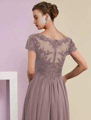 Two Piece A-Line Mother of the Bride Dress Formal Fall Wedding Guest Elegant V Neck Tea Length Lace Short Sleeve Wrap Included with Pleats Appliques