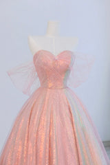 Shiny Tulle Sequins Long Prom Dress, Beautiful A-Line Formal Dress Sweet 16 Dress