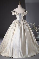 Champagne Satin Long Prom Dress, Beautiful A-Line Evening Party Dress