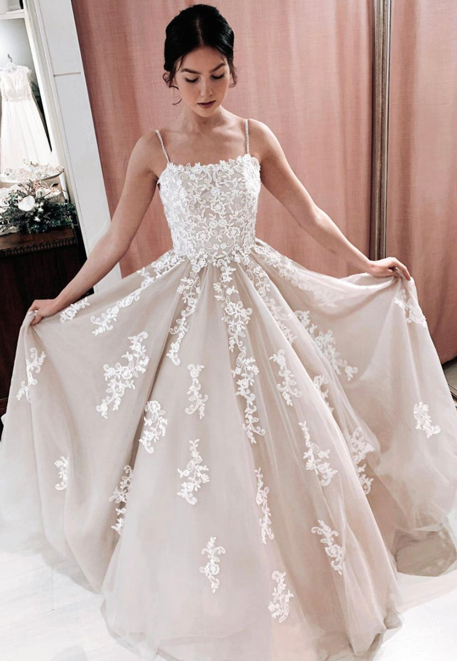 Cute Lace Long Prom Dresses, A-Line Evening Dresses