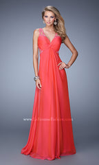 Strappy Open-Back La Femme Long Formal Prom Dress