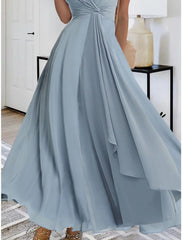 Women's Prom Dress Party Dress Homecoming Dress Long Dress Maxi Dress Blue Sleeveless Pure Color Layered Summer Spring Fall V Neck Fashion Evening Party Wedding Guest Summer Dress