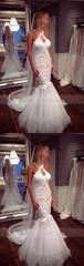 Sleeveless Halter Lace Mermaid Wedding Dress