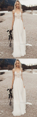 Open Back Wedding Dresses,Boho Bridal Dress,Beach Wedding Dress,Long Wedding Dress