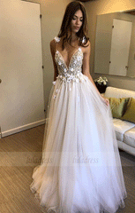 Sexy A-line Wedding Dresses,Flowers Bridal Gowns