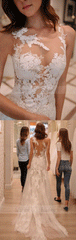 tight lace wedding dresses with court train, fashion wedding gowns