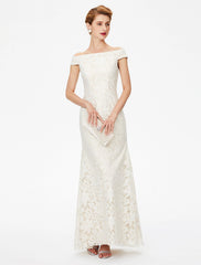 Aimishang Sheath / Column Mother of the Bride Dress Elegant Off Shoulder Floor Length Lace Short Sleeve No with Lace