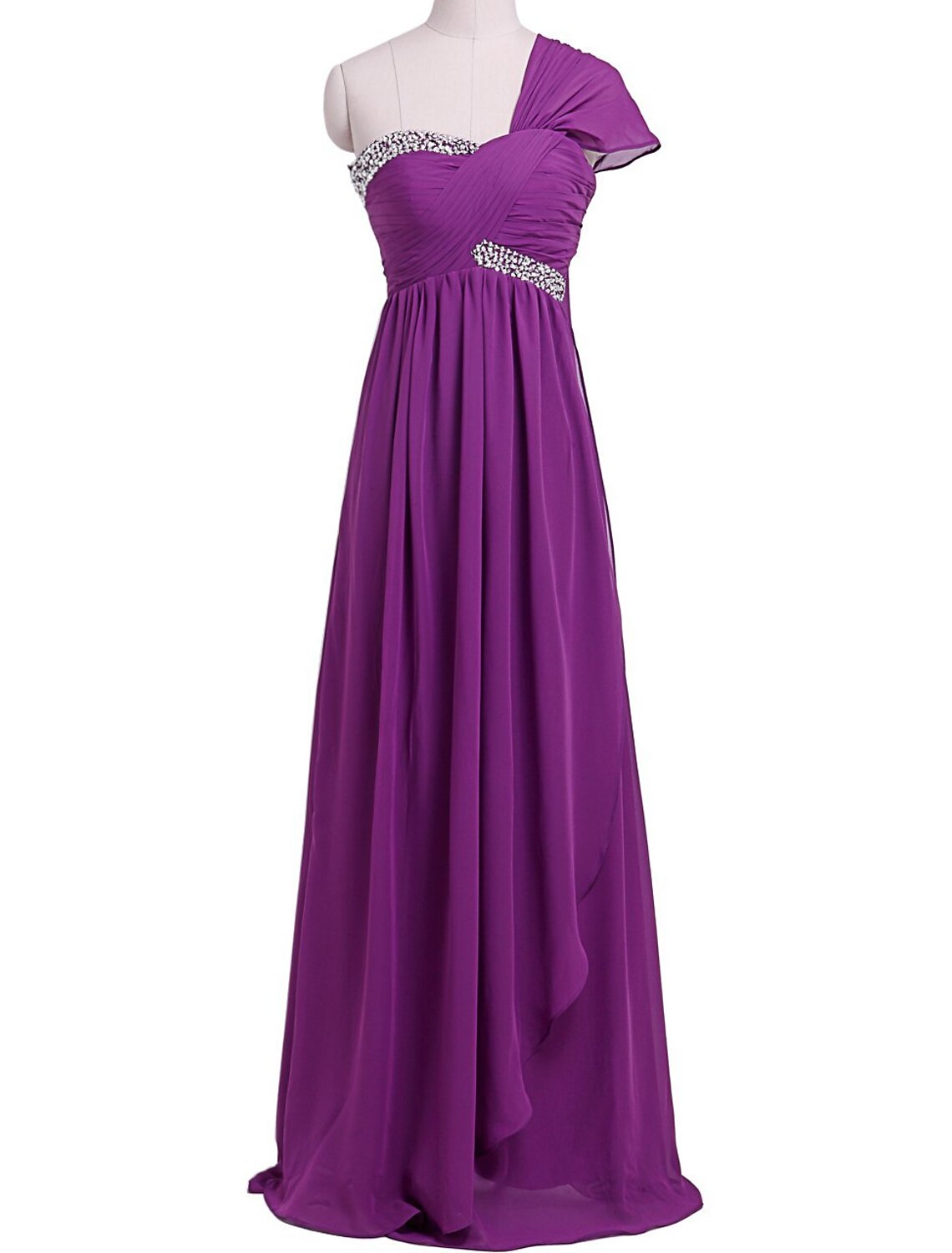Sheath / Column Evening Gown Beautiful Back Dress Wedding Guest Floor Length Short Sleeve One Shoulder Chiffon with Pleats Sequin