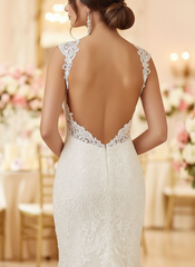 Backless Wedding Bridal Gowns Mermaid Sleeveless Lace Bridal Gowns