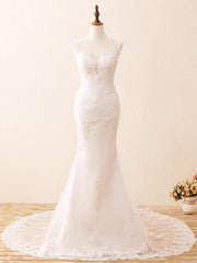 Backless Wedding Bridal Gowns Mermaid Sleeveless Lace Bridal Gowns