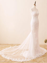 Backless Wedding Bridal Gowns Mermaid Sleeveless Lace Bridal Gowns
