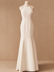 Wedding Dress Halter Sleeveless Bows With Train Bridal Gowns