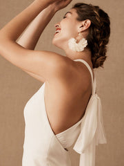 Wedding Dress Halter Sleeveless Bows With Train Bridal Gowns