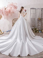Wedding Dress Princess Silhouette Illusion Neckline Sleeveless Natural Waist Cathedral Train Bridal Gowns