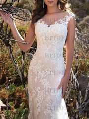 Wedding Dress V Neck Mermaid Sleeveless Lace Embellishment Classic Bridal Gowns With Train