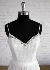 A-Line Chiffon Sleeveless Zipper Backless Wedding Dress with Lace