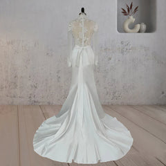 White Lace Covered Button Back Wedding Dress