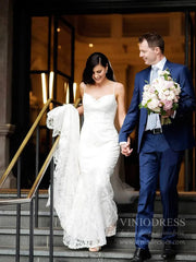 Beaded Mermaid Lace Wedding Dresses Spaghetti Strap Wedding Gown VW1422
