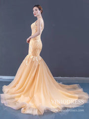 Champagne Embroidery Mermaid Wedding Dresses VW1510