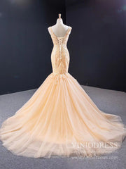 Champagne Embroidery Mermaid Wedding Dresses VW1510