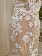 Champagne Lace Mermaid Wedding Dresses Corset Back Bridal Dress VW1534
