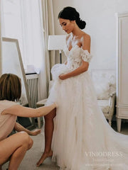 Charming Rustic Wedding Dresses Lace Appliqué Wedding Gowns VW1200