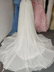 Classic Illusion Chiffon Beach Wedding Dresses with Side Slit VW1242