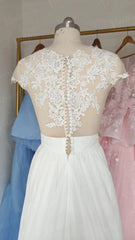 Classic Illusion Chiffon Beach Wedding Dresses with Side Slit VW1242